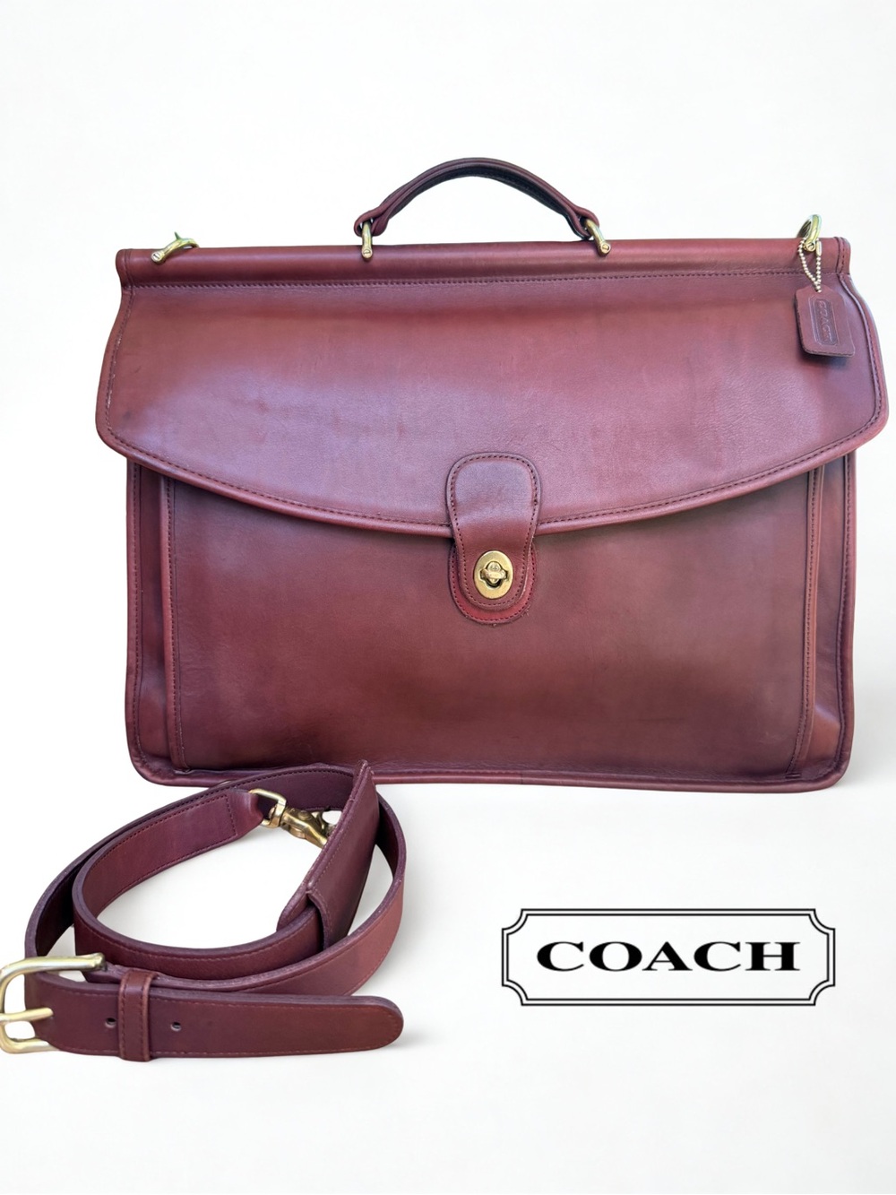 Vintage Coach Beekman Briefcase 5266 Rare Burgundy Leather Messenger Bag USA